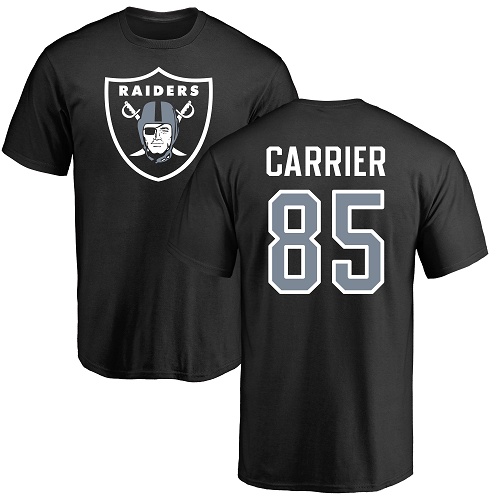 Men Oakland Raiders Black Derek Carrier Name and Number Logo NFL Football #85 T Shirt